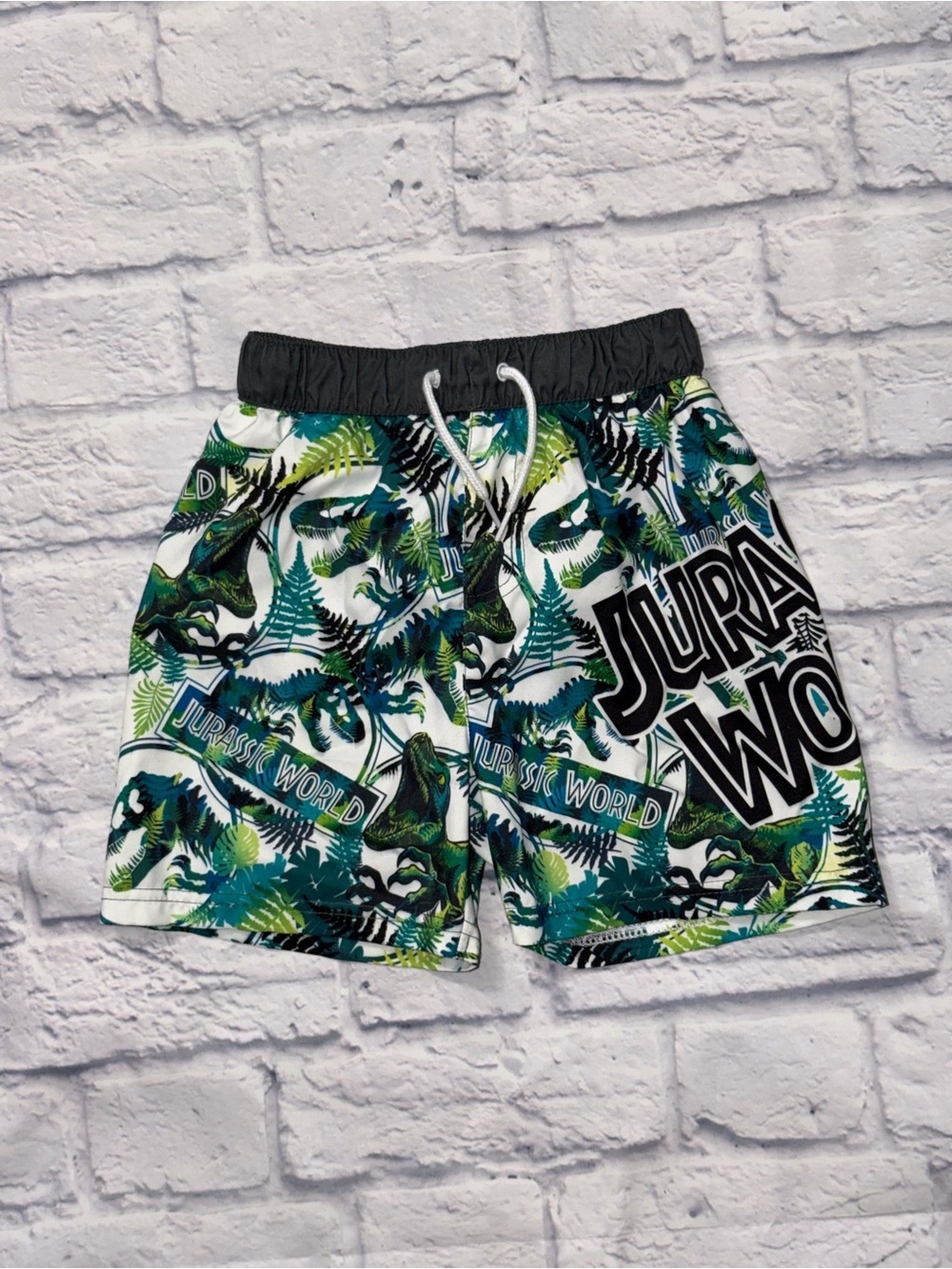Boys Green Tropical Swim Trunks